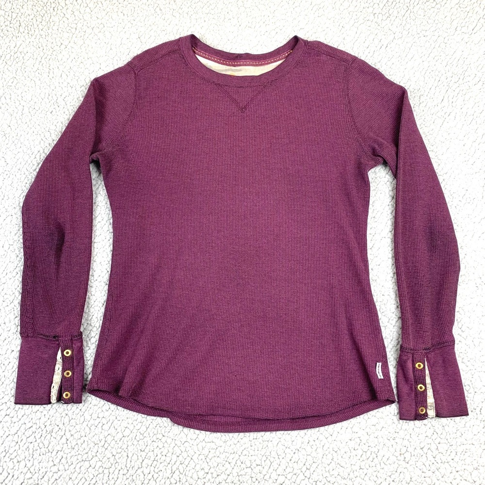 Carhartt Women's S (4/6) Purple Thermal Long Sleeve Shirt Snap Cuff Waffle Knit